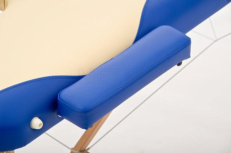 Med-Mos JF-AY 01 Складной массажный стол 2-х секционный деревянный, бежево-синий от производителя