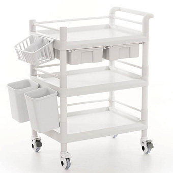 Столик манипуляционный с 3 полками и 2 ящиками