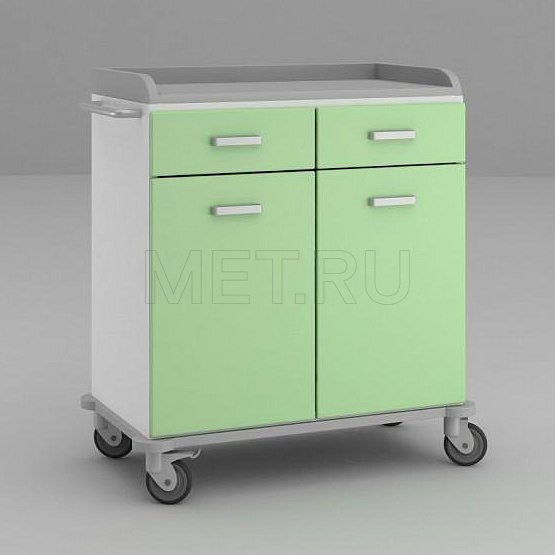 ТММ-0201 Широкий стол анестезиолога с двумя ящиками под столешницей и отделением с дверцами от производителя