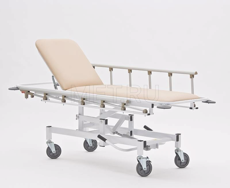 КСМ 3 (бежевая) Тележка для перевозки больных с положением тренделенбург и поднимающимся изголовьем МЕТ