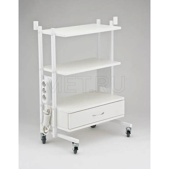 Ст-01д Процедурный передвижной столик из стального профиля, полки ЛДСП