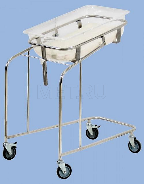  Кровать-тележка для новорожденных КТН-01-МСК из нержавейки с пластиковым кювезом (код МСК-5130)
