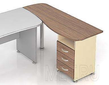 МЕТ Modern К25.19 Тумба (правая) с 3 ящиками и топом, расширенным на алюминиевую опору