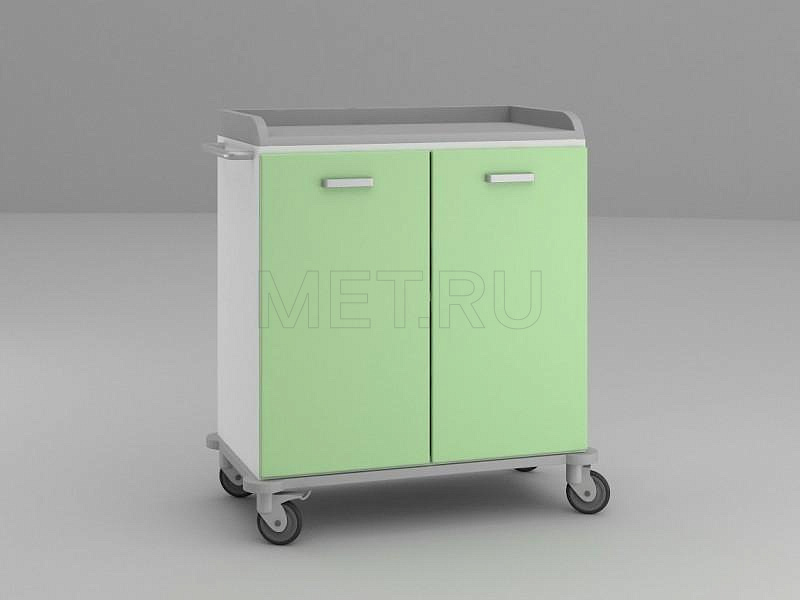 ТММ-0200 Широкий стол анестезиолога с двумя полками закрытыми двухстворчатыми дверями от производителя