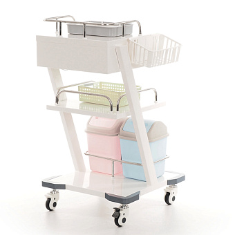 Столик-тележка медицинский трёхполочный с выдвижным ящиком и набором аксессуаров