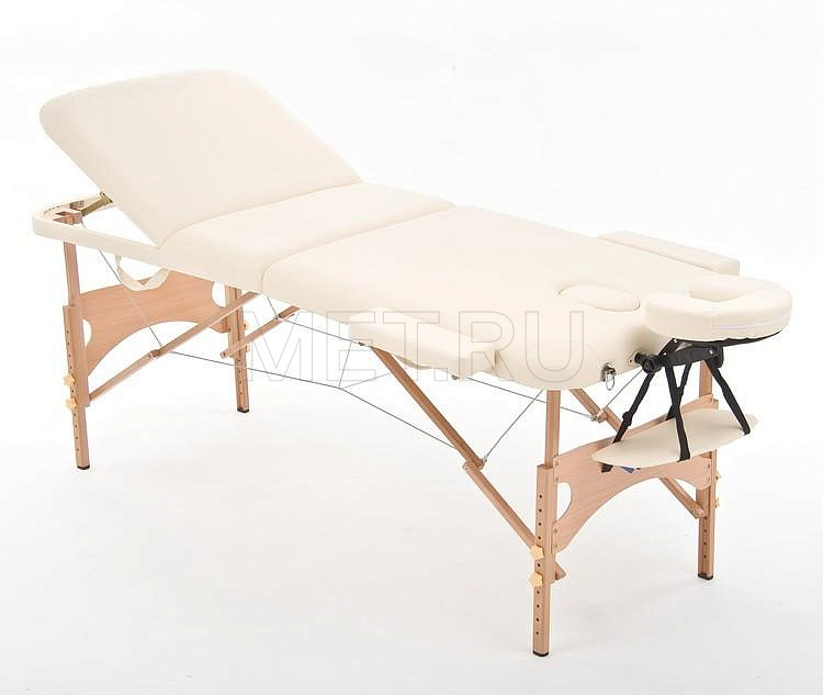 JF-AY 01 Массажный стол переносной трёхсекционный на деревянном каркасе, кремовый MET