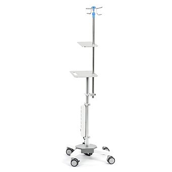 Инфузионная стойка-штатив с двумя полками для шприцевых насосов и мониторов слежения
