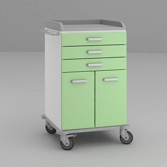 Стол анестезиолога с тремя малыми ящиками и распашными дверцами