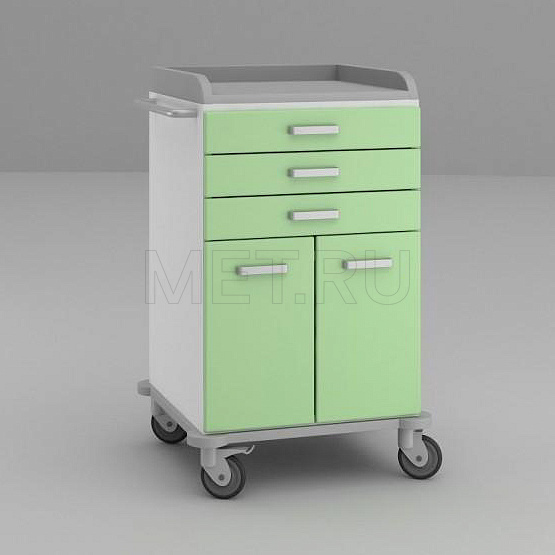 ТММ-0108 Стол анестезиолога с тремя малыми ящиками и распашными дверцами от производителя