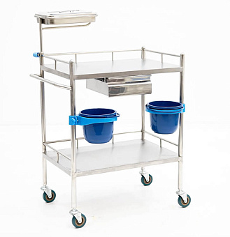 Столик манипуляционный из нерж.стали с выдвижным ящиком и 2 полками