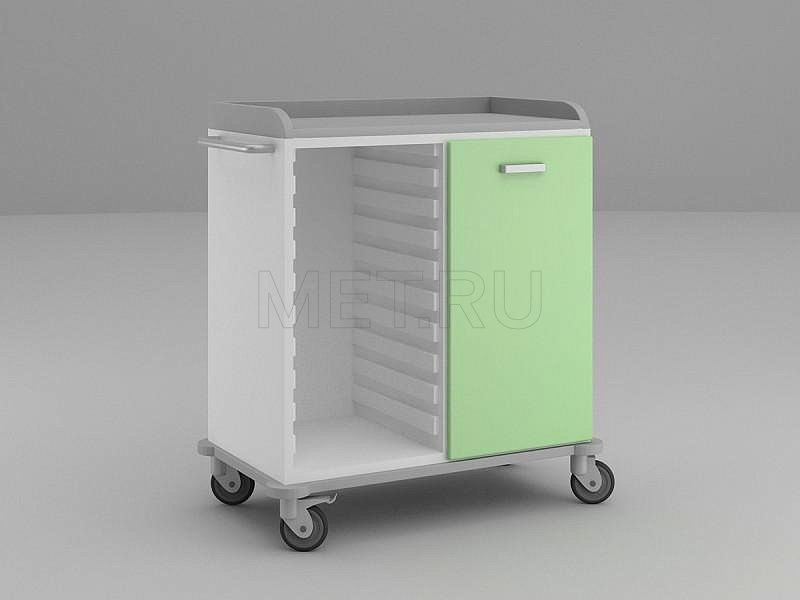 ТММ-0207 Стол анестезиолога с дверцей справа и отделением с гребёнками для корзин слева