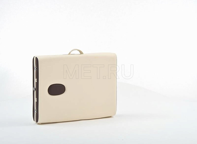 JFAL01A Стол массажный алюминиевый трёхсекционный. Кремовая панель с коричневым кантом от производителя