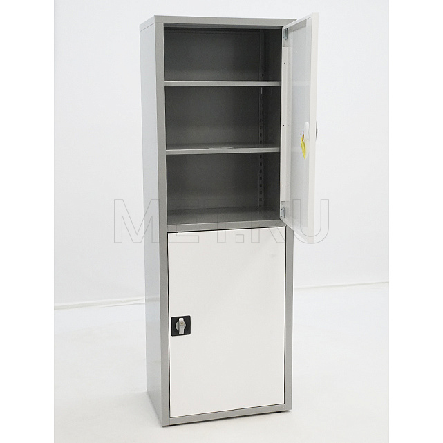 размер 175x60x40 cм МЕТ ВАЛЕНТИЯ 1ММ Шкаф медицинский,   каркас-серый, дверцы-белые MET