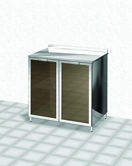 Тумба с двухстворчатыми стеклянными дверями