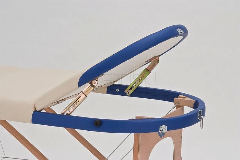 Wendermann Wood Oval-01 Стол массажный переносной на деревянном каркасе, кремовый-синий МЕТ