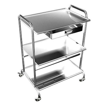 Инструментальный трехполочный  столик из нерж.стали