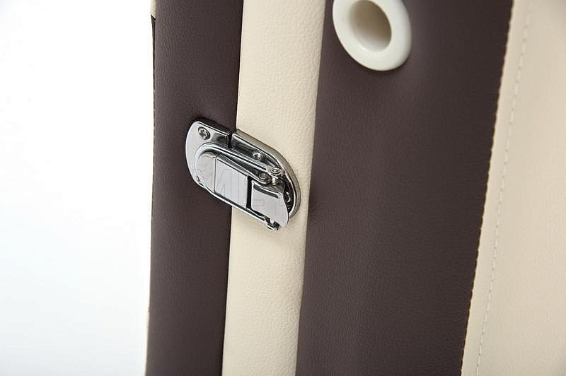 JFAL01A Стол массажный алюминиевый трёхсекционный. Кремовая панель с коричневым кантом