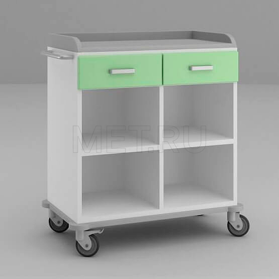 ТММ-0208 Стол анестезиолога с двумя ящиками под столешницей и четырьмя (2х2) полками снизу от производителя