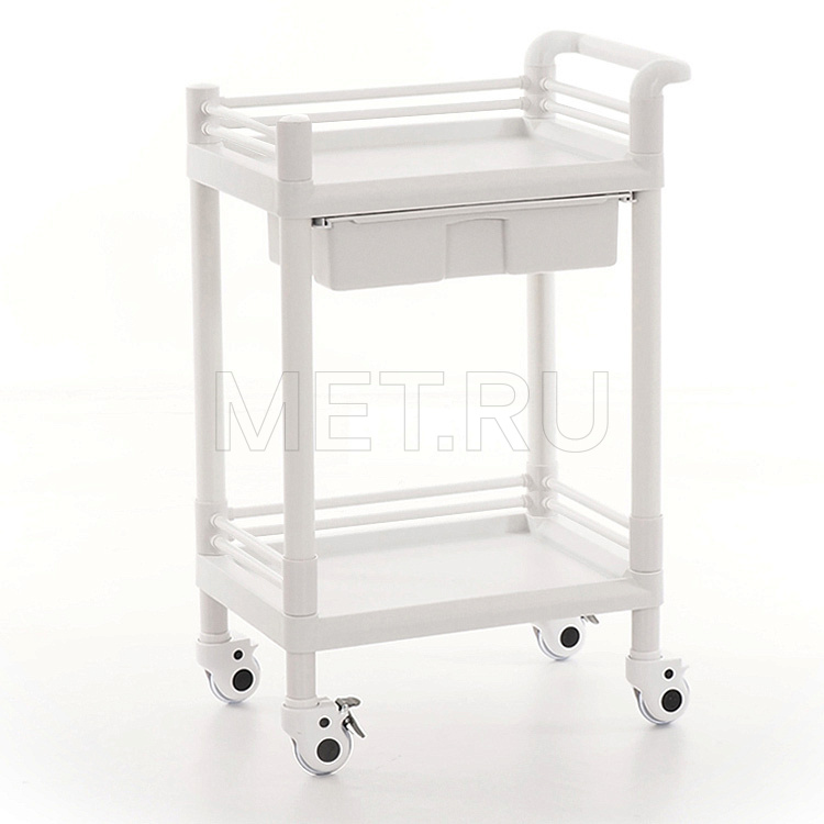 Столик манипуляционный с 1 ящиком и 2 полками МЕТ SP-140 Столик манипуляционный с 1 ящиком и 2 полками
