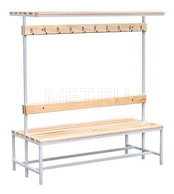  Скамья для спортивных раздевалок двухсторонняя с полкой для головного убора от производителя
