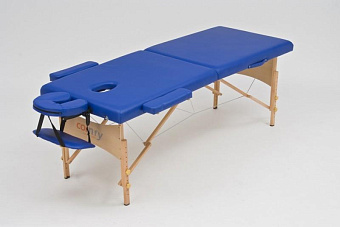 Массажный стол складной с рамой из бука, синий