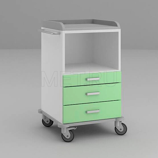 ТММ-0102 Стол анестезиолога с нишей под столешницей, малым и двумя средними ящиками