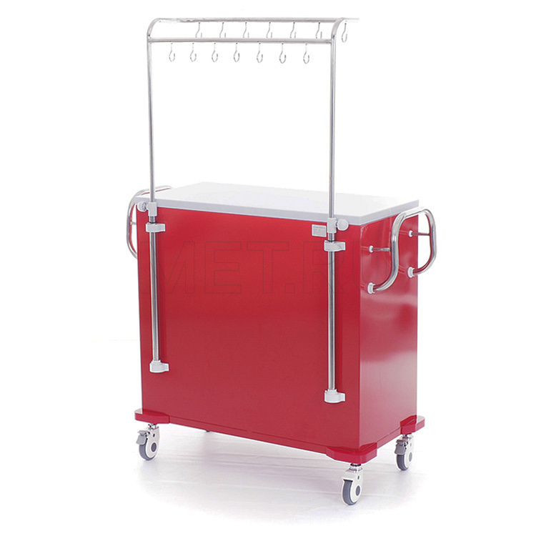 МЕТ BLQ 002 Тележка медицинская для эндоскопов  с выдвижными ящиками и стойкой с крючками MET