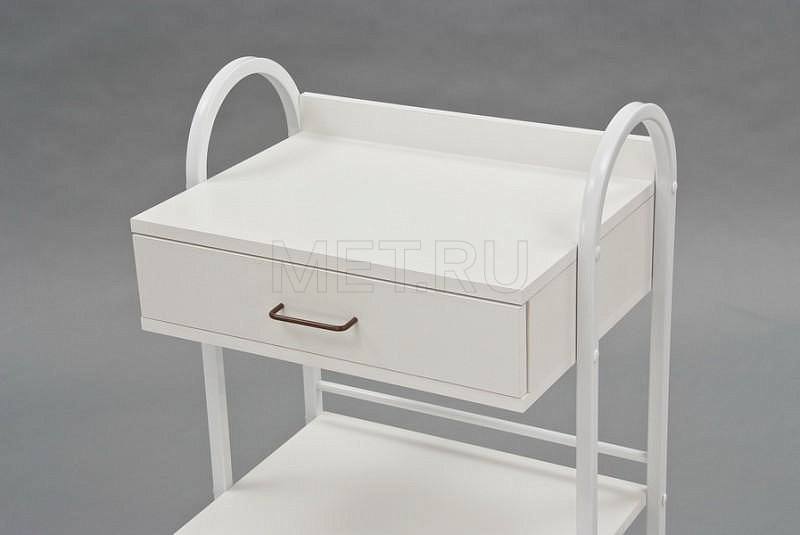 Ст-10д Процедурный передвижной столик из cтального профиля, полки ЛДСП от производителя