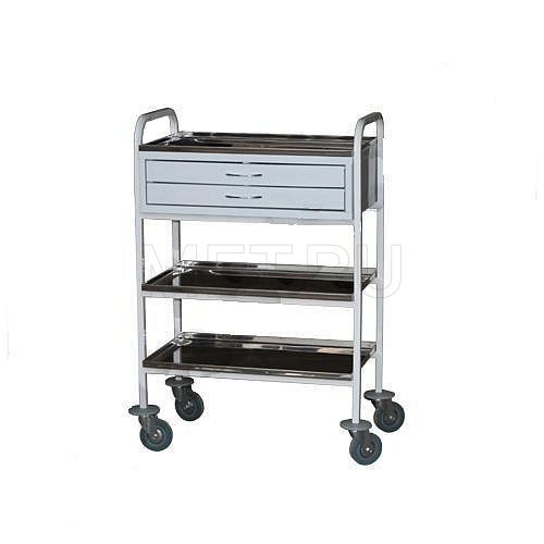 СМ.03.00 (мод.3) Стол манипуляционный  на металлокаркасе, столешница и полки - Нерж.