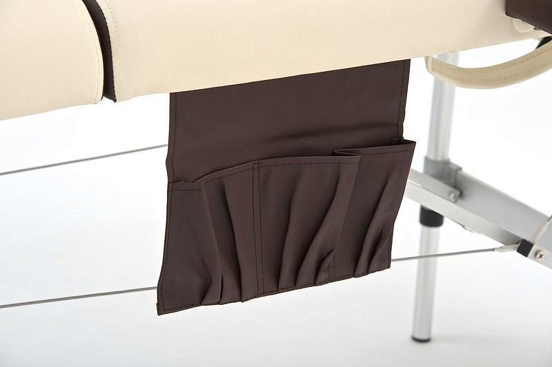 JFAL01A Стол массажный алюминиевый трёхсекционный. Кремовая панель с коричневым кантом от производителя