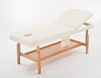 Массажный стационарный стол с рамой из бука и вырезом для лица, кремовый