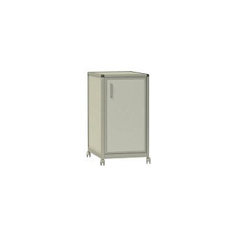 Тумба лабораторная подкатная с двумя полками за распашной дверью