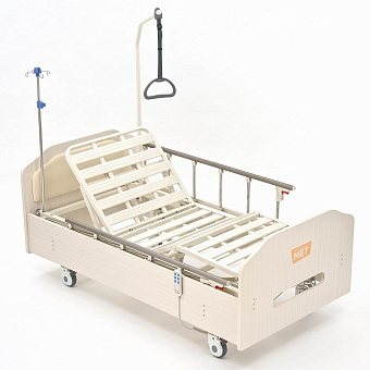 Кровать функциональная медицинская с низким ЛДСП-основанием цвета Выбеленный дуб