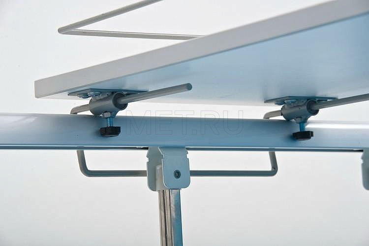 Ширина 850-1050 мм Столик надкроватный для лежачих больных, цвет - белый МЕТ