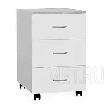 ТМ.01.01 (МКП 010) Тумба прикроватная на колесах три ящика  БЕЛАЯ от производителя