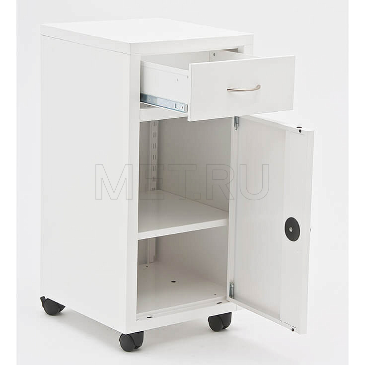Металлическая прикроватная тумба медицинская с полкой для бутылок, с антибактериальной окраской ЛАМЕТ Нида-ТС.02 Металлическая прикроватная тумба медицинская с полкой для бутылок, с антибактериальной окраской
