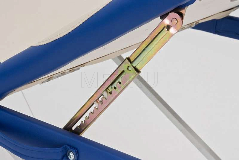 Med-Mos JFAL01 Стол массажный переносной трёхсекционный алюминиевый, бежево-синий МЕТ