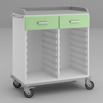 Cтол анестезиолога с двумя ящиками под столешницей и гребёнками для съёмных корзин