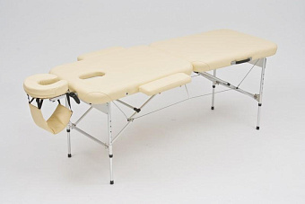 Складной двухсекционный массажный стол на алюминиевом каркасе, бежевый