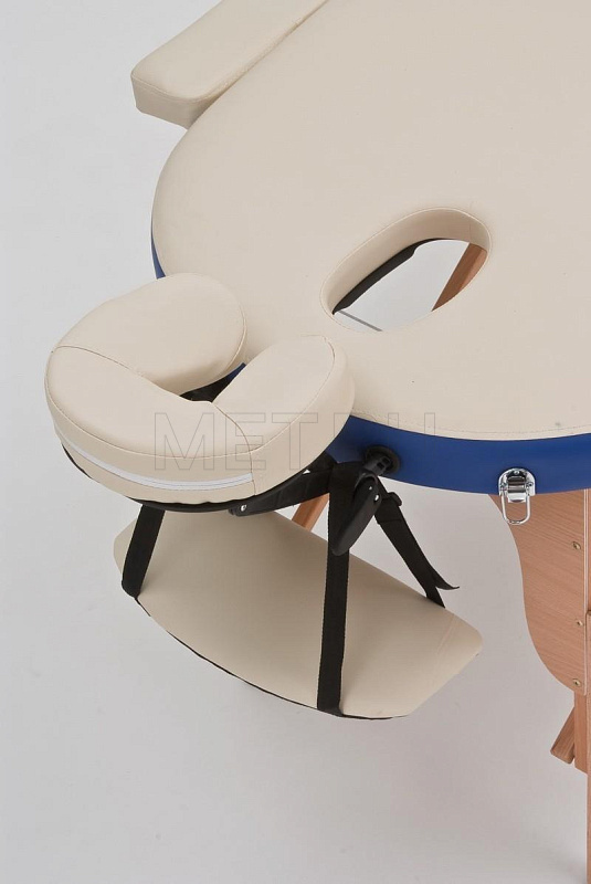 Wendermann Wood Oval-01 Стол массажный переносной на деревянном каркасе, кремовый-синий MET