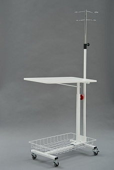 Столик прикроватный с откидной столешницей, корзиной и инфузионной стойкой