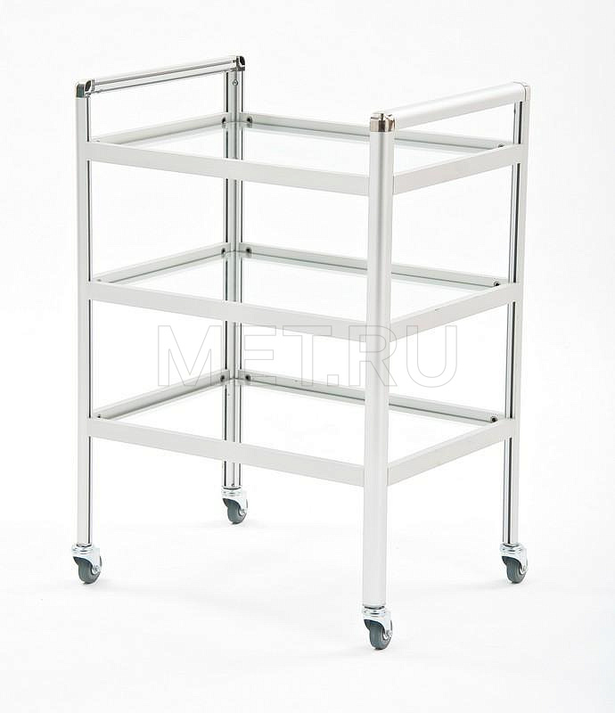 СИЛ.01.00 Стол подкатной, полки-стекло MET