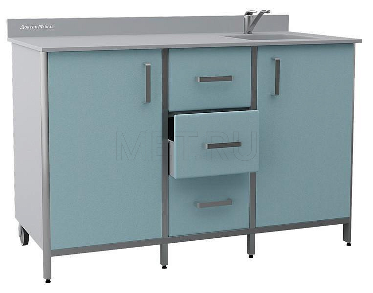 Стол-тумба лабораторный  с мойкой ДМ-3-011-13 Стол-тумба лабораторный  с мойкой