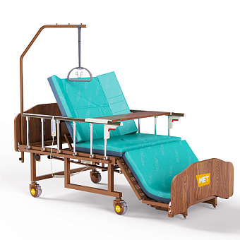Медицинская кровать для лежачих больных с  USB, электрорегулировками, переворотом и туалетом (с матрасом)