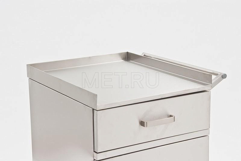 МЕТ AR-19 Стол анестезиолога нерж.сталь, на колесах ящик-дверь, с ручкой МЕТ