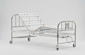 Кровать медицинская механическая со спинками из нержавеющей стали