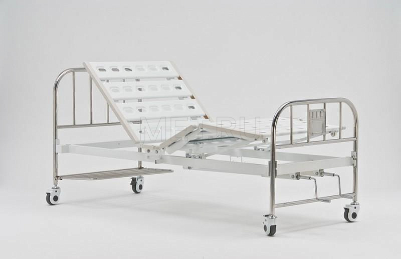 RS104-A Кровать медицинская механическая со спинками из нержавеющей стали MET