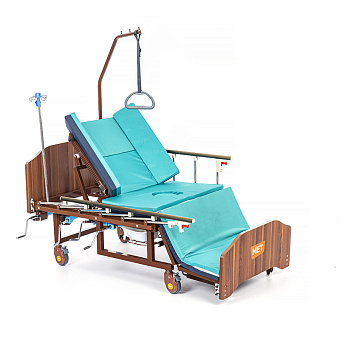 Медицинская кровать для ухода за лежачими больными с переворотом, туалетом (без матраса) — расположение ручек управления слева