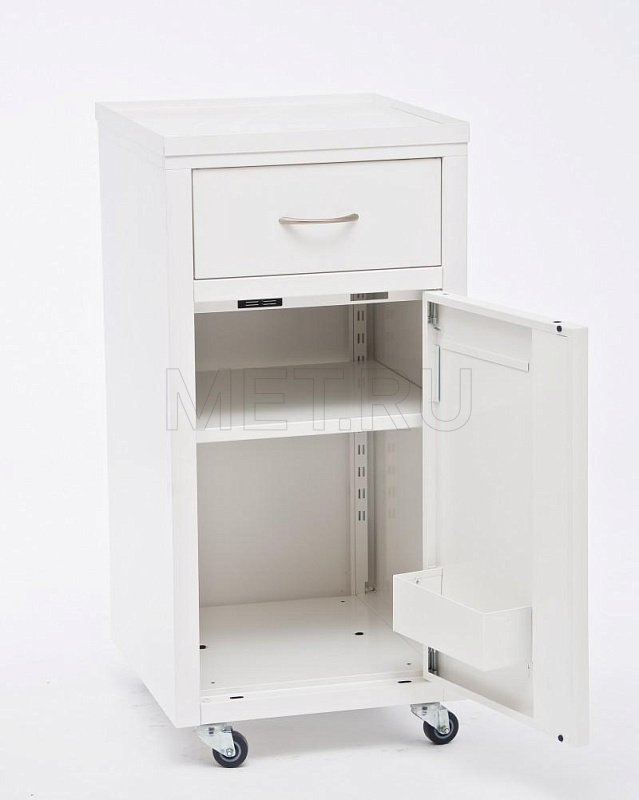 ЛАМЕТ Нида-ТС.02 Металлическая прикроватная тумба медицинская с полкой для бутылок, с антибактериальной окраской от производителя