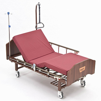 Кровать функциональная медицинская коричневая, спинки темные